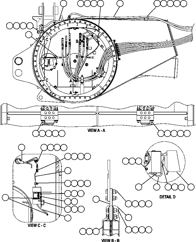 Komatsu parts book diagram for AFE57-AT 830E-1AC S/N A30182, A30186-A30187, A30191-A30193      CARDINAL RIVER / NORTH AMERICAN CONSTRUCTION: REAR AXLE WIRING