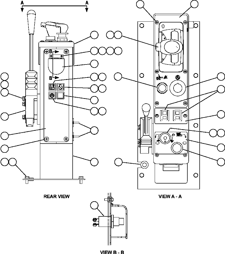 Komatsu parts book diagram for AFE57-AT 830E-1AC S/N A30182, A30186-A30187, A30191-A30193      CARDINAL RIVER / NORTH AMERICAN CONSTRUCTION: CENTER CONSOLE MODULE INSTALLATION