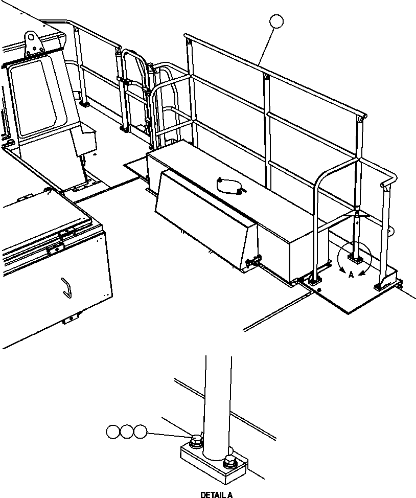 Komatsu parts book diagram for AFE57-AV 830E-1AC S/N A30194 - A30195    YANDICOOGINA: CENTER DECK HANDRAIL