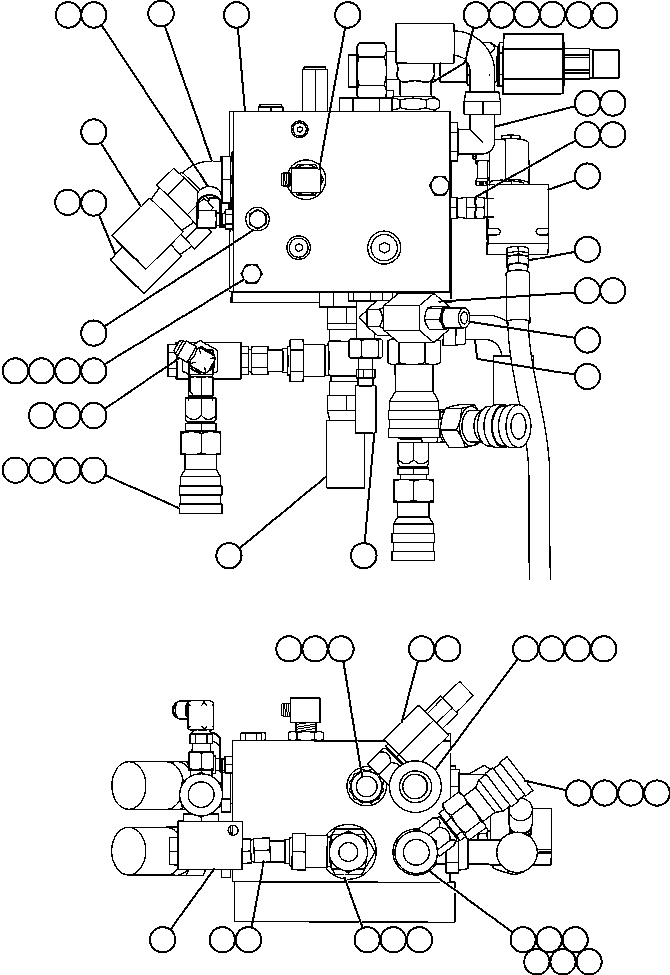 Komatsu parts book diagram for AFE57-AV 830E-1AC S/N A30194 - A30195    YANDICOOGINA: BLEEDDOWN MANIFOLD PIPING