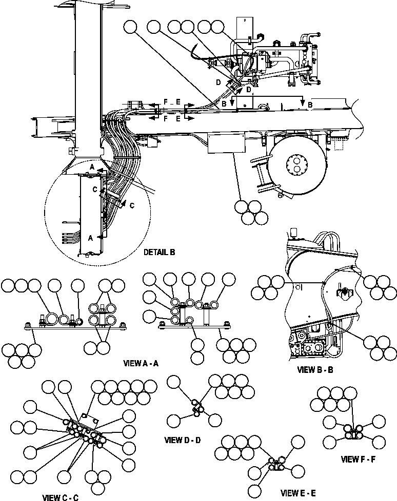 Komatsu parts book diagram for AFE57-AV 830E-1AC S/N A30194 - A30195    YANDICOOGINA: BRAKE CABINET PIPING  1/2