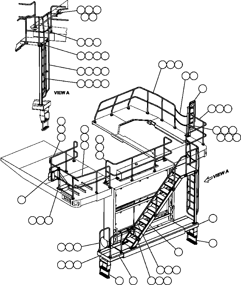 Komatsu parts book diagram for AFE57-C 830E-AC S/N A30005 & A30009-A30010 & A30012-A30013         MINERA HUASCO (CMH): MIRRORS & HANDRAILS