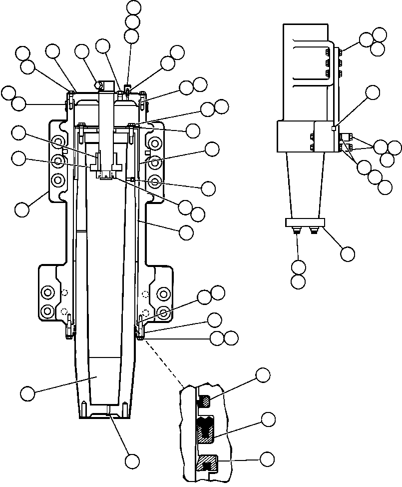 Komatsu parts book diagram for AFE57-C 830E-AC S/N A30005 & A30009-A30010 & A30012-A30013         MINERA HUASCO (CMH): FRONT SUSPENSION & MOUNTING