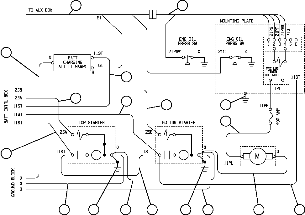 Komatsu parts book diagram for AFE57-C 830E-AC S/N A30005 & A30009-A30010 & A30012-A30013         MINERA HUASCO (CMH): BATTERY & ELECTRIC STARTER WIRING