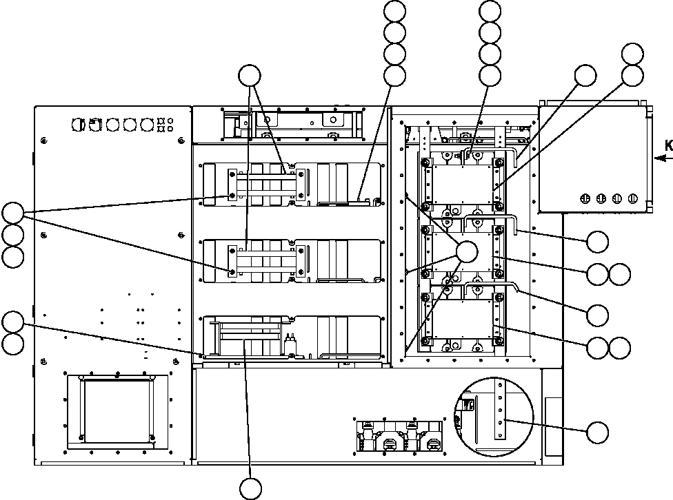 Komatsu parts book diagram for AFE57-C 830E-AC S/N A30005 & A30009-A30010 & A30012-A30013         MINERA HUASCO (CMH): CONTROL CABINET - BACK (PC1703)