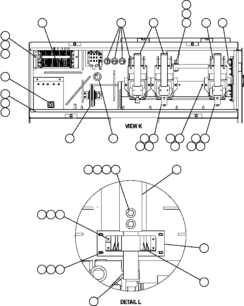 Komatsu parts book diagram for AFE57-C 830E-AC S/N A30005 & A30009-A30010 & A30012-A30013         MINERA HUASCO (CMH): CONTROL CABINET - BACK - DETAIL (PC1703)