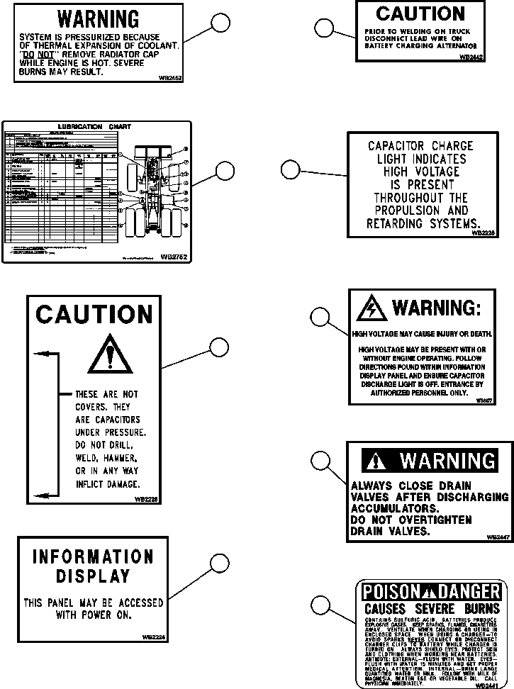 Komatsu parts book diagram for AFE57-CB 830E-1AC S/N A30340 - A30343     FELIX RESOURCES: DECALS & WARNINGS ( 2/5)