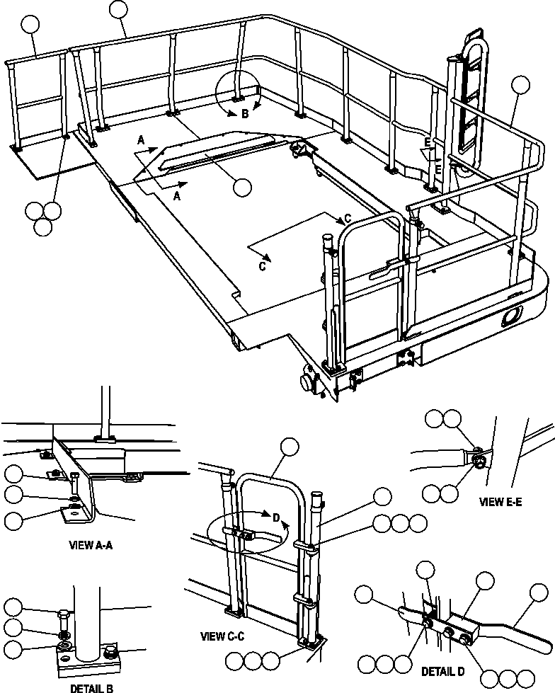Komatsu parts book diagram for AFE57-CB 830E-1AC S/N A30340 - A30343     FELIX RESOURCES: LH DECK HANDRAILS