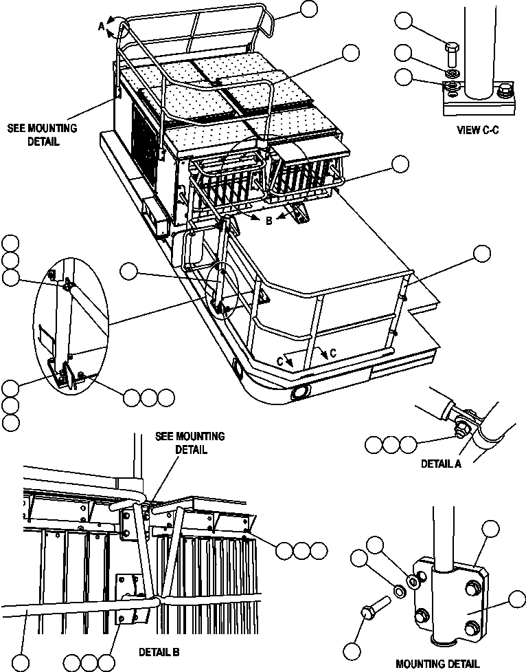 Komatsu parts book diagram for AFE57-CB 830E-1AC S/N A30340 - A30343     FELIX RESOURCES: RH DECK HANDRAILS