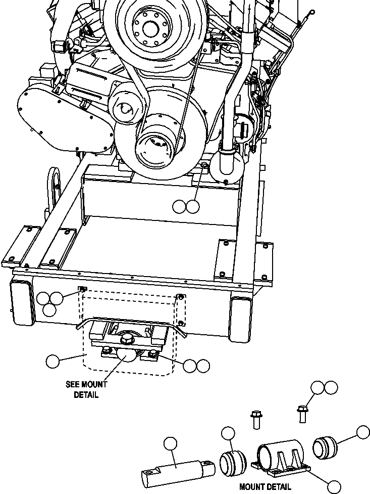 Komatsu parts book diagram for AFE57-CB 830E-1AC S/N A30340 - A30343     FELIX RESOURCES: ENGINE/SUB-FRAME MOUNTS