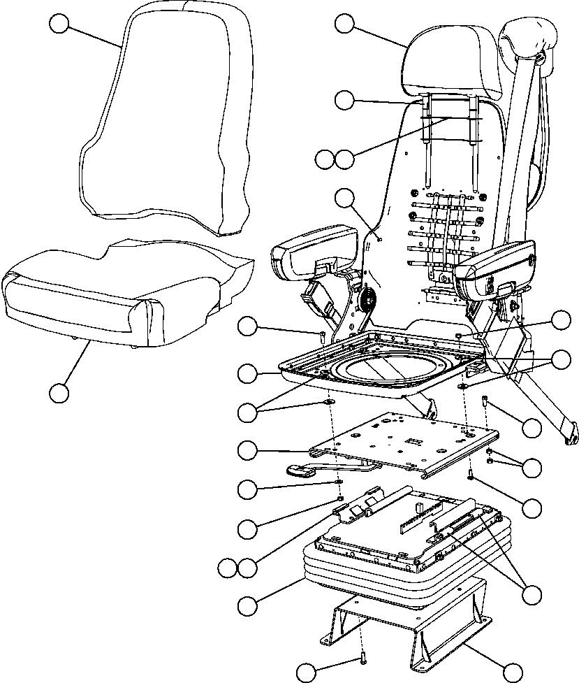 Komatsu parts book diagram for AFE57-CB 830E-1AC S/N A30340 - A30343     FELIX RESOURCES: OPERATOR'S SEAT ASSEMBLY  1/2 (PC2730)