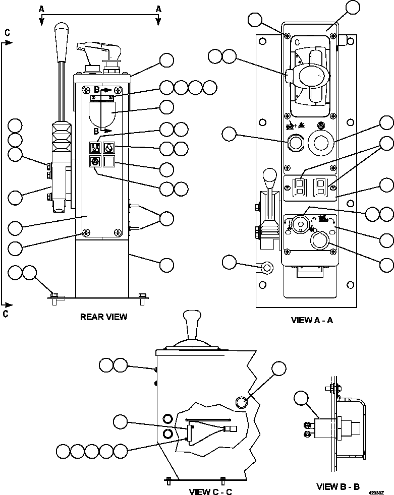 Komatsu parts book diagram for AFE57-CB 830E-1AC S/N A30340 - A30343     FELIX RESOURCES: CENTER CONSOLE MODULE INSTALLATION