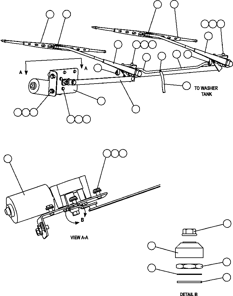 Komatsu parts book diagram for AFE57-CB 830E-1AC S/N A30340 - A30343     FELIX RESOURCES: WINDSHIELD WIPER/WASHER INSTALLATION