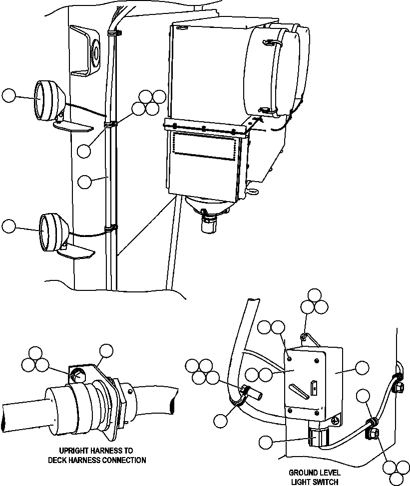 Komatsu parts book diagram for AFE57-CB 830E-1AC S/N A30340 - A30343     FELIX RESOURCES: LH UPRIGHT SERVICE LIGHTS