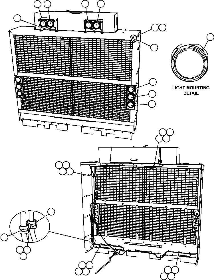 Komatsu parts book diagram for AFE57-CB 830E-1AC S/N A30340 - A30343     FELIX RESOURCES: GRILLE MOUNTED LIGHTS