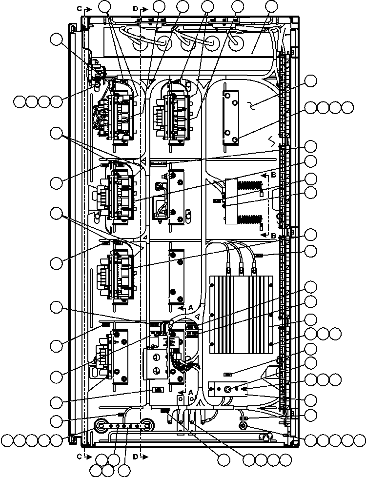 Komatsu parts book diagram for AFE57-CB 830E-1AC S/N A30340 - A30343     FELIX RESOURCES: AUXILIARY CONTROL CABINET COMPONENTS - LH WALL 1/2