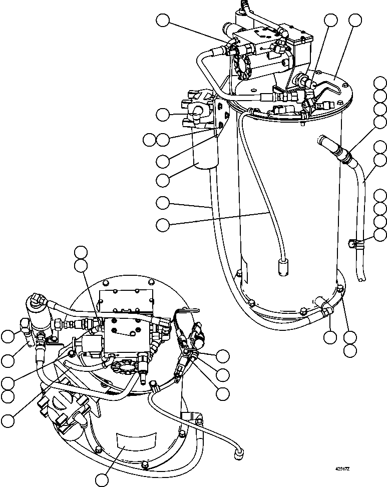 Komatsu parts book diagram for AFE57-CB 830E-1AC S/N A30340 - A30343     FELIX RESOURCES: AUTOMATIC LUBRICATION - RESERVOIR