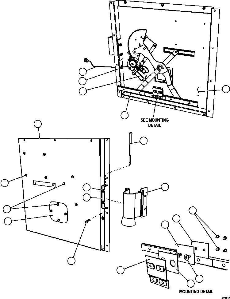 Komatsu parts book diagram for AFE57-CV 830E-1AC S/N A30461 - A30463 & A30470 - A30472     BARRICK BALD MOUNTAIN: INNER DOOR PANEL - RH (EL2747)