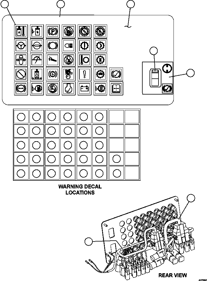 Komatsu parts book diagram for AFE57-CV 830E-1AC S/N A30461 - A30463 & A30470 - A30472     BARRICK BALD MOUNTAIN: WARNING LIGHTS MODULE