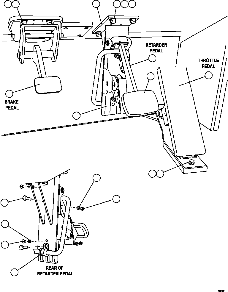 Komatsu parts book diagram for AFE57-CV 830E-1AC S/N A30461 - A30463 & A30470 - A30472     BARRICK BALD MOUNTAIN: PEDAL INSTALLATION