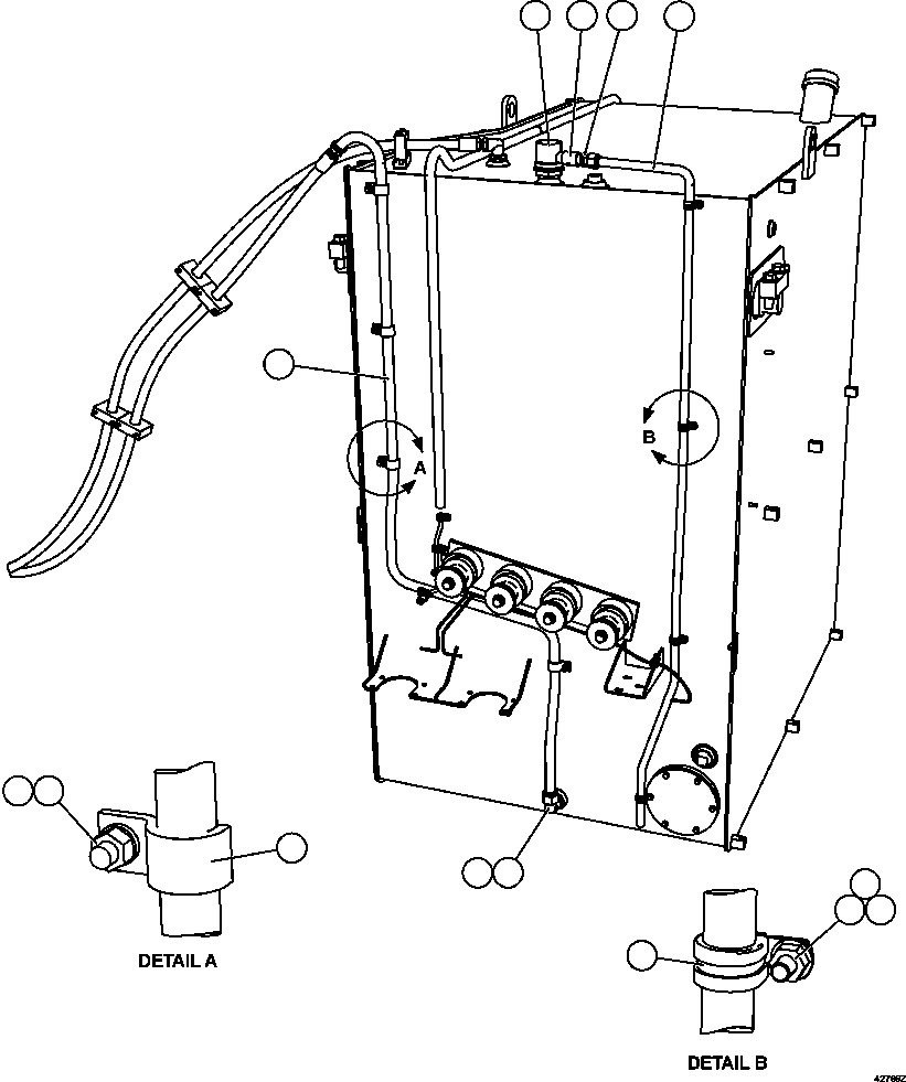 Komatsu parts book diagram for AFE57-CV 830E-1AC S/N A30461 - A30463 & A30470 - A30472     BARRICK BALD MOUNTAIN: FUEL SYSTEM PIPING ( 2/3)