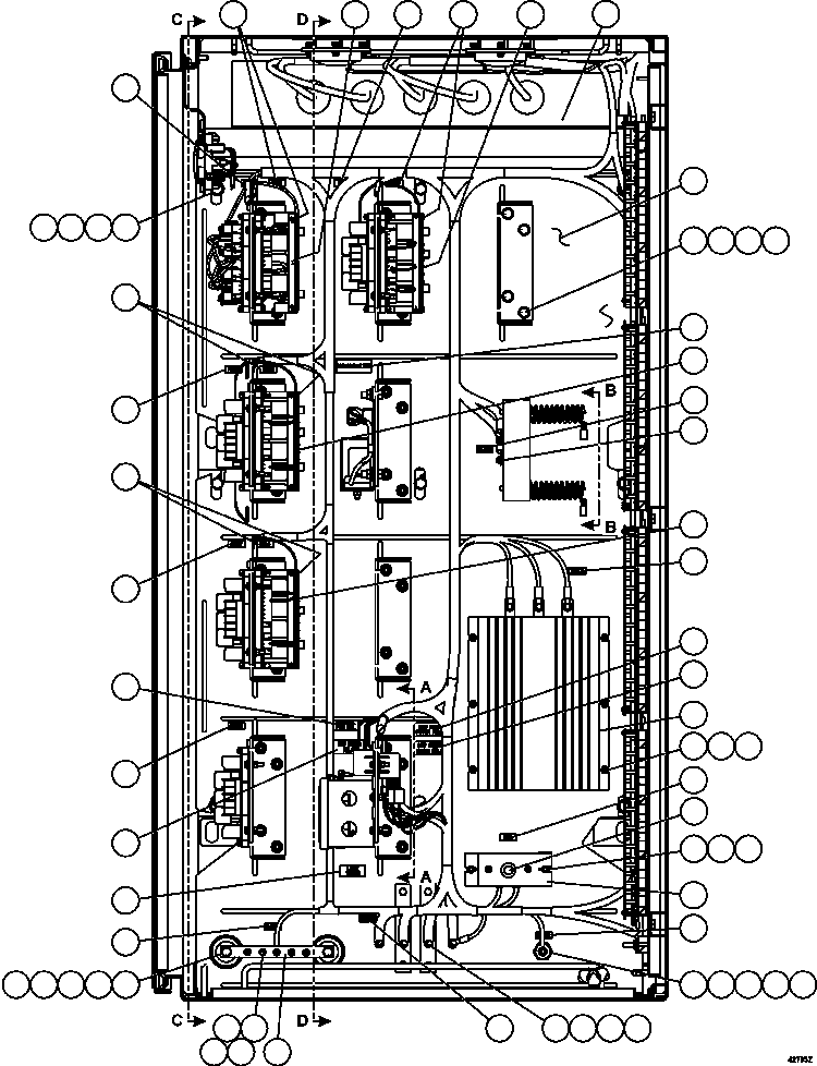 Komatsu parts book diagram for AFE57-CV 830E-1AC S/N A30461 - A30463 & A30470 - A30472     BARRICK BALD MOUNTAIN: AUXILIARY CONTROL CABINET COMPONENTS - LH WALL 1/2