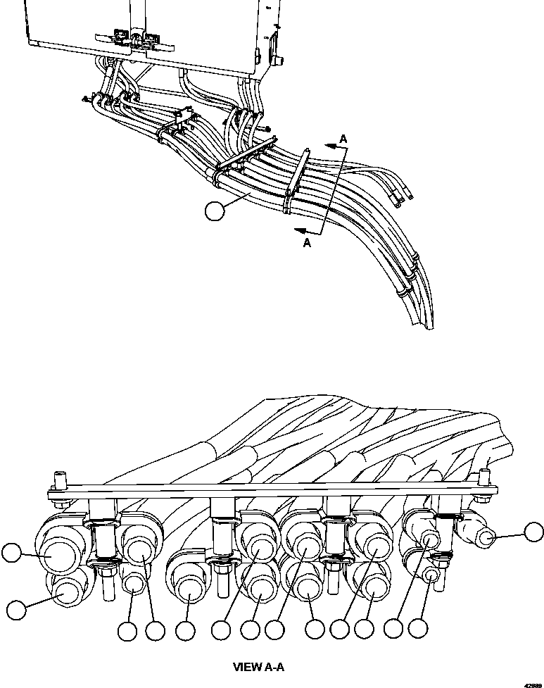 Komatsu parts book diagram for AFE57-CV 830E-1AC S/N A30461 - A30463 & A30470 - A30472     BARRICK BALD MOUNTAIN: LH DECK PIPING ( 3/3)