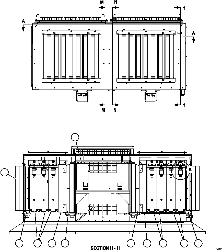 Komatsu parts book diagram for AFE57-CV 830E-1AC S/N A30461 - A30463 & A30470 - A30472     BARRICK BALD MOUNTAIN: RETARDING GRID ASSEMBLY   1/7 (PC2523)