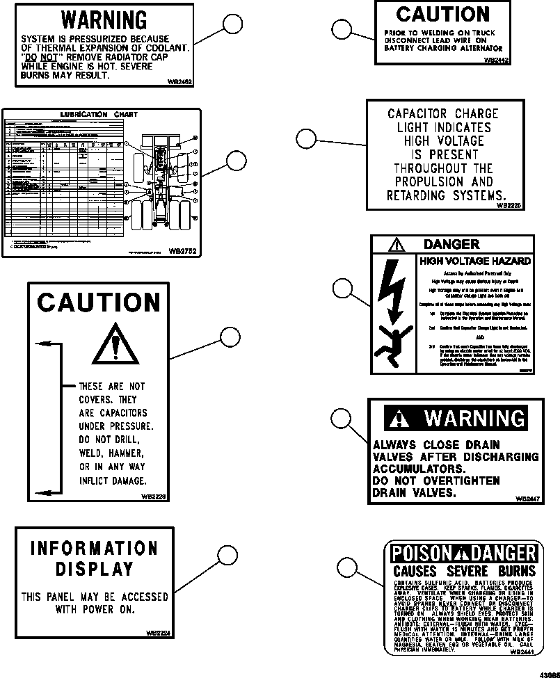 Komatsu parts book diagram for AFE57-CX 830E-1AC S/N A30505 - A30506     HIBBING TACONITE: DECALS & WARNINGS ( 2/5)