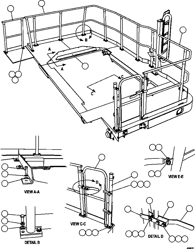 Komatsu parts book diagram for AFE57-CX 830E-1AC S/N A30505 - A30506     HIBBING TACONITE: LH DECK HANDRAILS