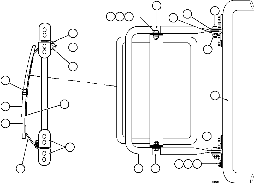 Komatsu parts book diagram for AFE57-CX 830E-1AC S/N A30505 - A30506     HIBBING TACONITE: RH CONVEX MIRROR INSTALLATION