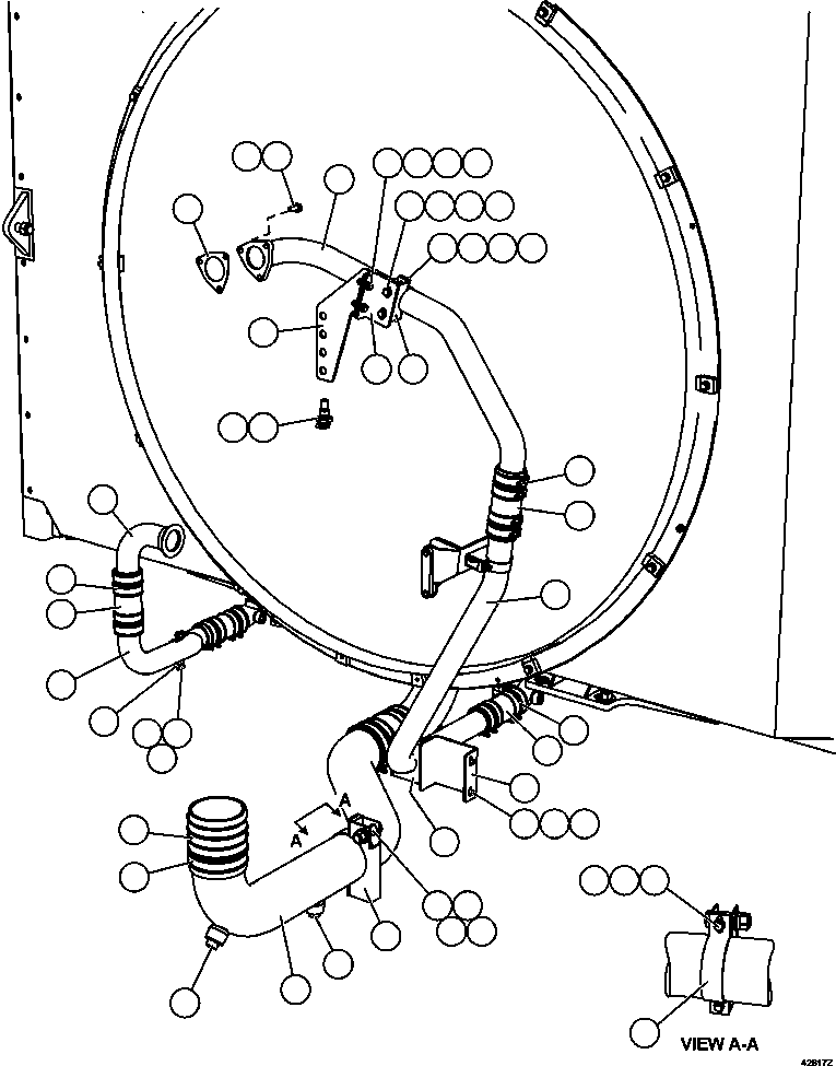 Komatsu parts book diagram for AFE57-CX 830E-1AC S/N A30505 - A30506     HIBBING TACONITE: COOLING SYSTEM PIPING  2/3