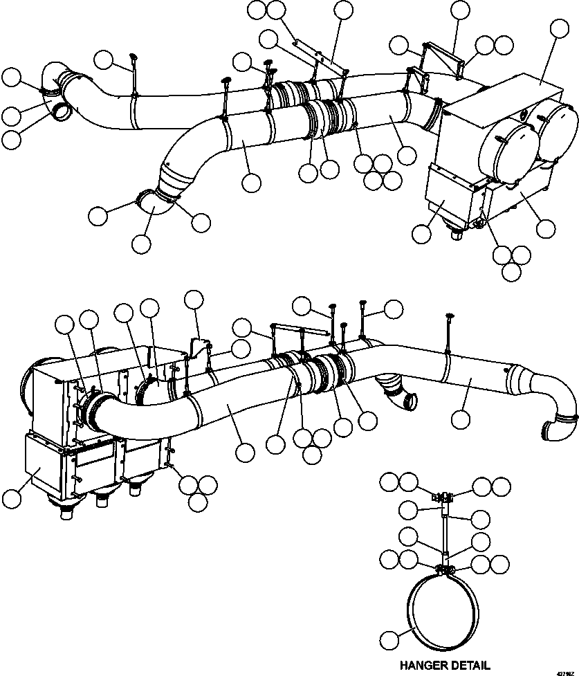 Komatsu parts book diagram for AFE57-CX 830E-1AC S/N A30505 - A30506     HIBBING TACONITE: LH AIR CLEANER PIPING