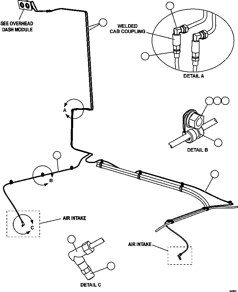 Komatsu parts book diagram for AFE57-CX 830E-1AC S/N A30505 - A30506     HIBBING TACONITE: AIR CLEANER INDICATOR PIPING