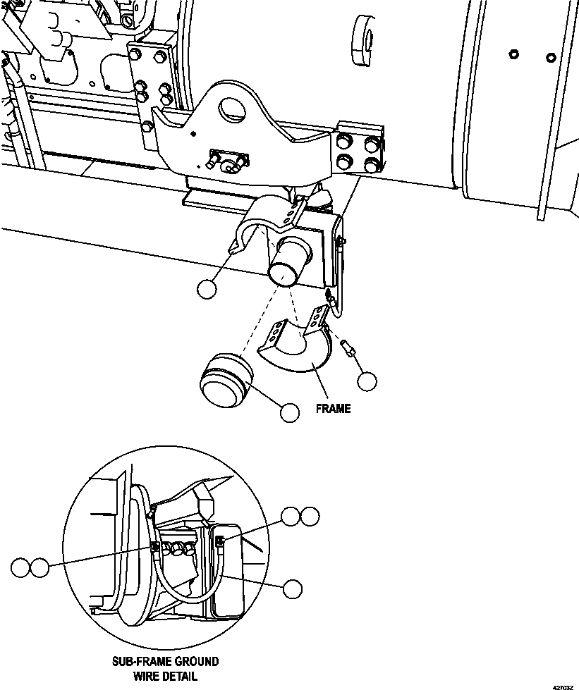 Komatsu parts book diagram for AFE57-CX 830E-1AC S/N A30505 - A30506     HIBBING TACONITE: SUB-FRAME CRADLE INSTALLATION