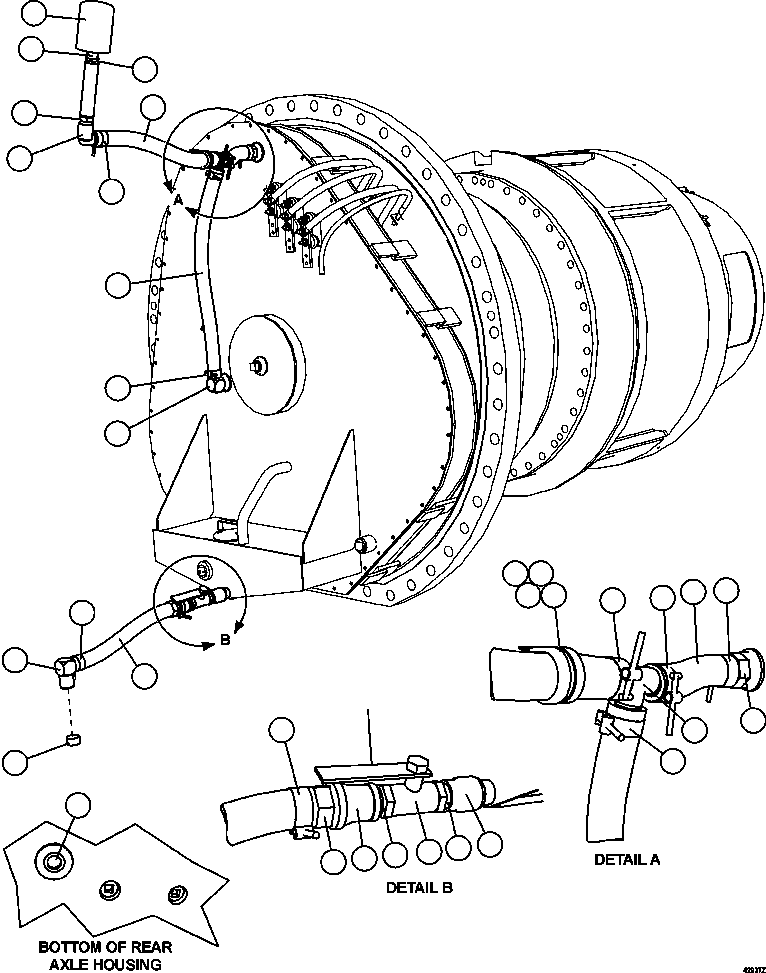 Komatsu parts book diagram for AFE57-CX 830E-1AC S/N A30505 - A30506     HIBBING TACONITE: WHEEL MOTOR PIPING