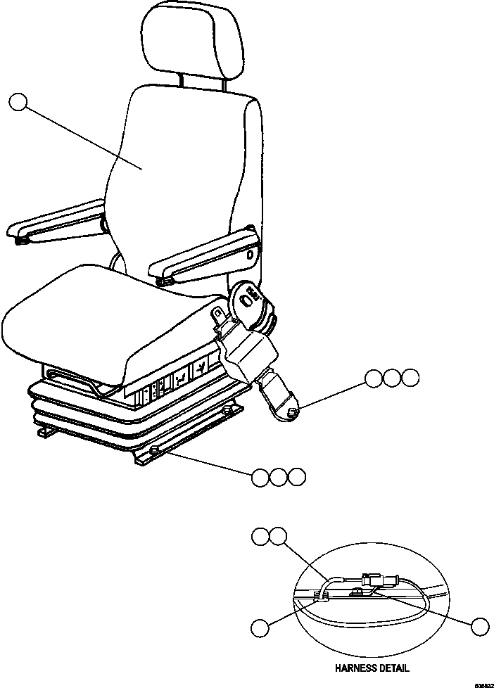 Komatsu parts book diagram for AFE57-CX 830E-1AC S/N A30505 - A30506     HIBBING TACONITE: OPERATOR'S SEAT INSTALLATION