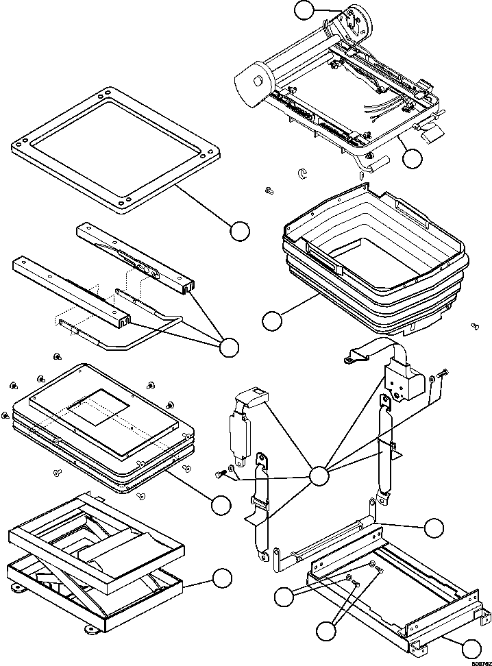 Komatsu parts book diagram for AFE57-CX 830E-1AC S/N A30505 - A30506     HIBBING TACONITE: OPERATOR'S SEAT ASSEMBLY   2/6 (PC2324)