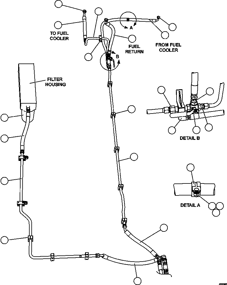Komatsu parts book diagram for AFE57-CX 830E-1AC S/N A30505 - A30506     HIBBING TACONITE: FUEL SYSTEM PIPING ( 3/3)