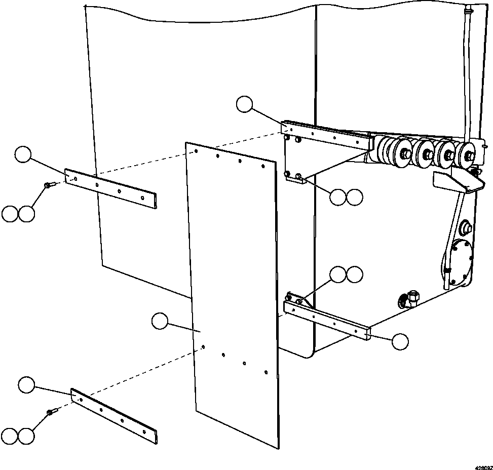 Komatsu parts book diagram for AFE57-CX 830E-1AC S/N A30505 - A30506     HIBBING TACONITE: FUEL TANK MUD FLAP