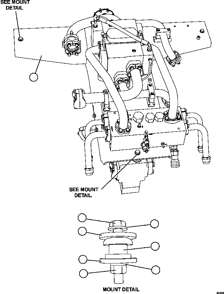 Komatsu parts book diagram for AFE57-CX 830E-1AC S/N A30505 - A30506     HIBBING TACONITE: PUMP MODULE INSTALLATION