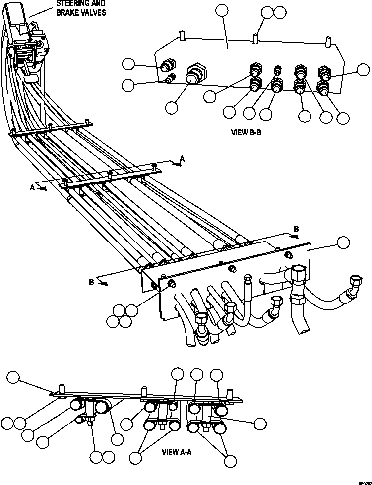 Komatsu parts book diagram for AFE57-CX 830E-1AC S/N A30505 - A30506     HIBBING TACONITE: CAB PIPING ( 1/2)