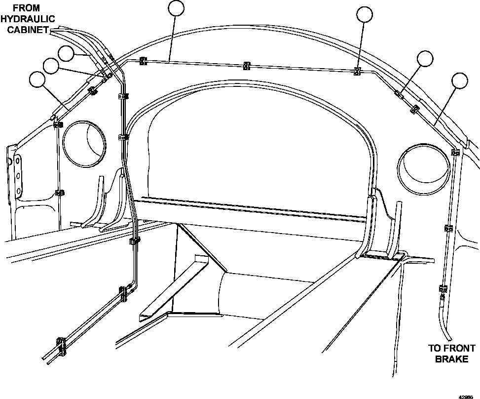 Komatsu parts book diagram for AFE57-CX 830E-1AC S/N A30505 - A30506     HIBBING TACONITE: FRONT BRAKE PIPING  1/2