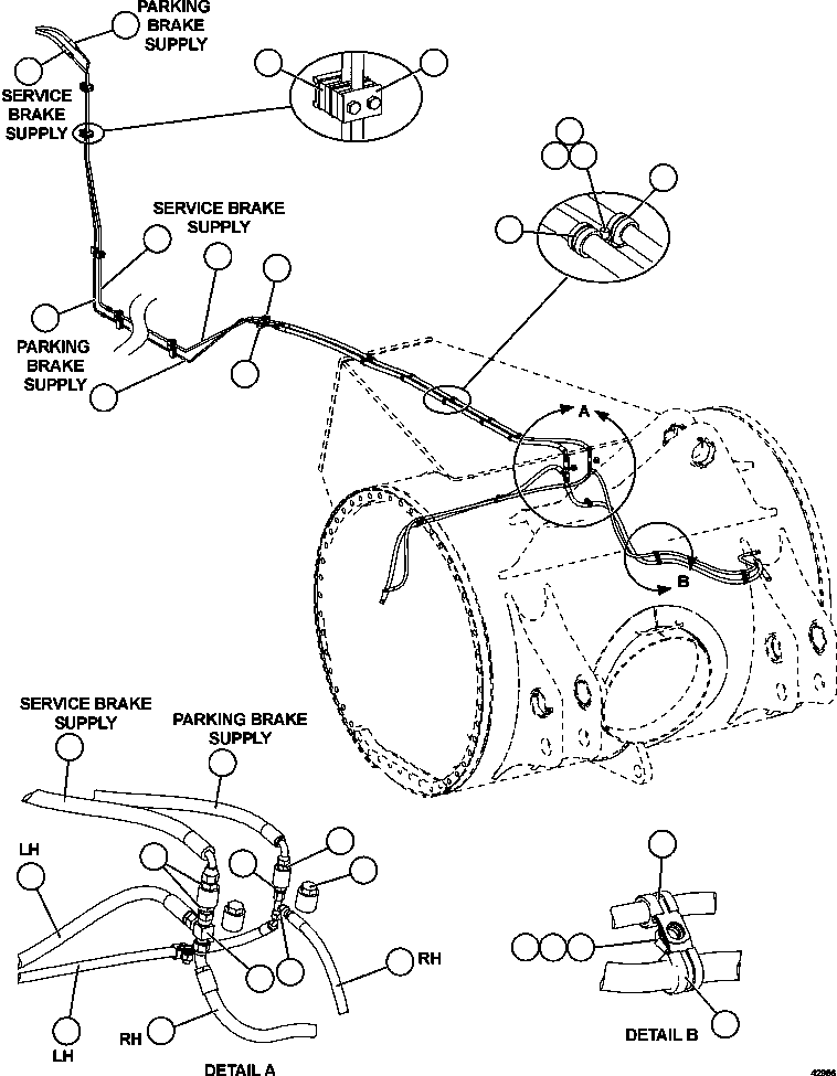 Komatsu parts book diagram for AFE57-CX 830E-1AC S/N A30505 - A30506     HIBBING TACONITE: REAR BRAKE PIPING  1/2