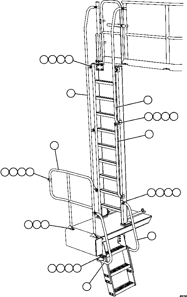 Komatsu parts book diagram for AFE57-EX 830E-1AC S/N A30637 - A30638    HINDUSTAN ZINC: LH LADDER HANDRAILS