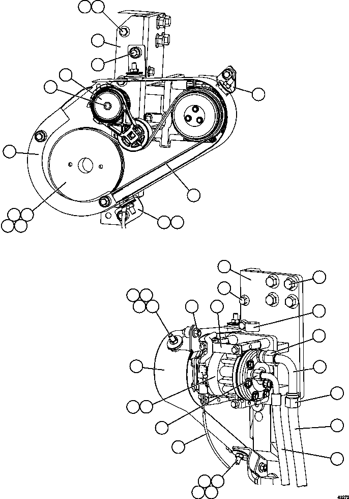Komatsu parts book diagram for AFE57-EX 830E-1AC S/N A30637 - A30638    HINDUSTAN ZINC: A/C COMPRESSOR INSTALLATION