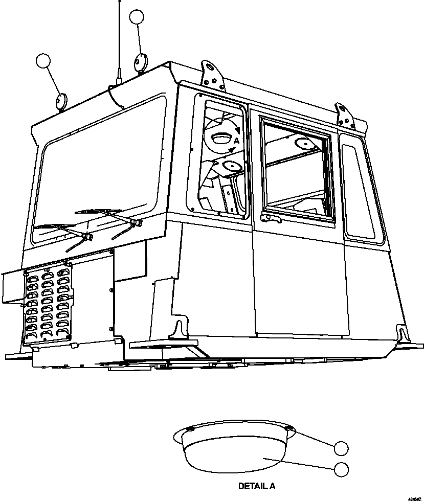 Komatsu parts book diagram for AFE57-FV 830E-1AC S/N A30732 - A30734, A30758 & A30762 - A30763 CLERMONT: CAB LIGHTS