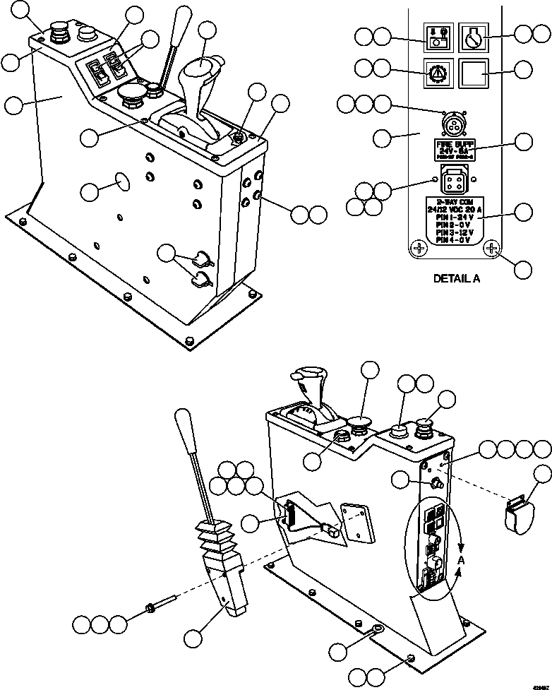 Komatsu parts book diagram for AFE57-FV 830E-1AC S/N A30732 - A30734, A30758 & A30762 - A30763 CLERMONT: CENTER CONSOLE MODULE INSTALLATION