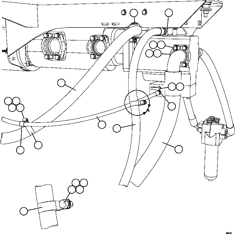 Komatsu parts book diagram for AFE57-FV 830E-1AC S/N A30732 - A30734, A30758 & A30762 - A30763 CLERMONT: STEERING PUMP PIPING   1/2