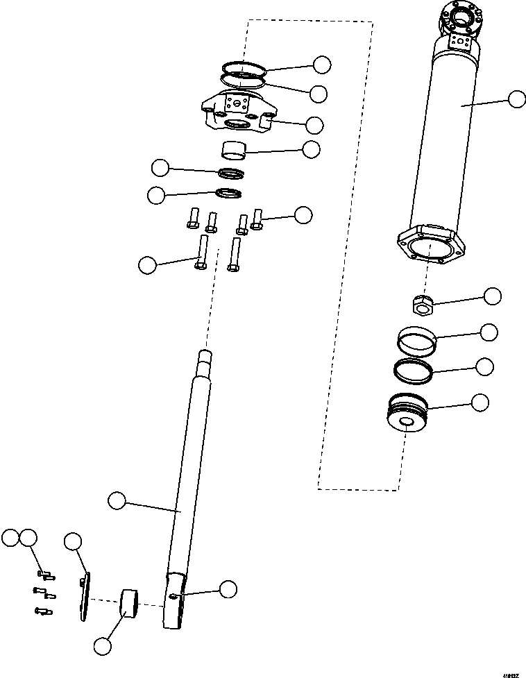 Komatsu parts book diagram for AFE57-FV 830E-1AC S/N A30732 - A30734, A30758 & A30762 - A30763 CLERMONT: STEERING CYLINDER AND BEARINGS